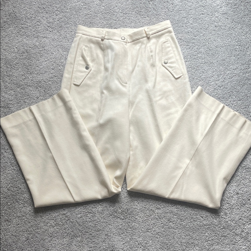 Ralph Lauren Cream Wool-Blend Trousers